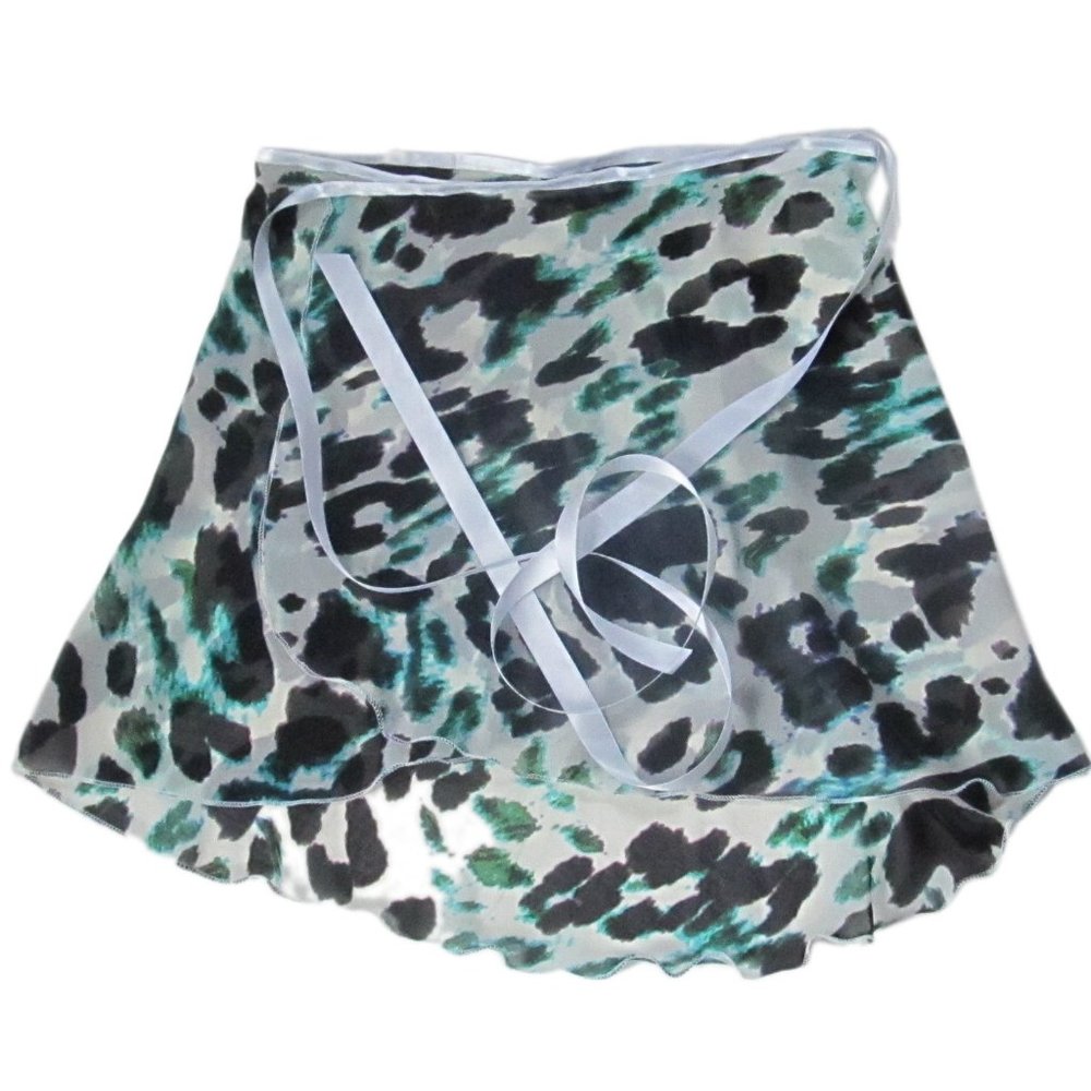 Dance Ballet Wrap Skirt White Black Turquoise Animal Leopard M L High Low